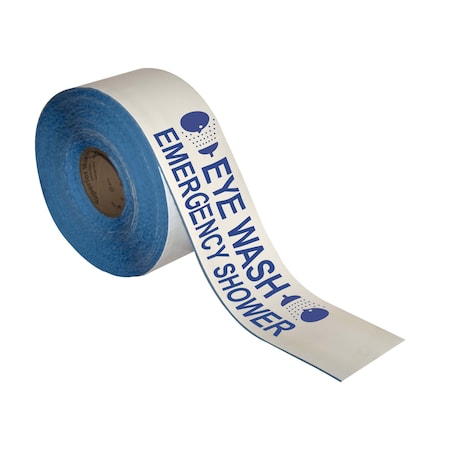 Superior Mark Floor Marking Message Tape, 4in x 100Ft , EYE WASH EMERGENCY SHOWER IN-50-635I